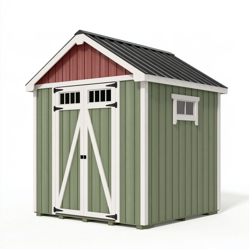 Abri de jardin 180 x 120 x 200 cm en bois vert avec toiture métallique