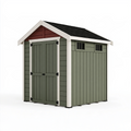 Abri de jardin 180 x 120 x 190 cm en résine vert gris avec double porte et fenêtres