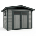 Abri de jardin 185 x 130 x 200 cm en résine gris anthracite avec double porte
