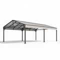 Carport 600 x 300 x 270 cm en acier anthracite avec toit en polycarbonate pour extérieur