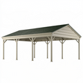Carport 600 x 300 cm en acier beige avec toit vert pour extérieur